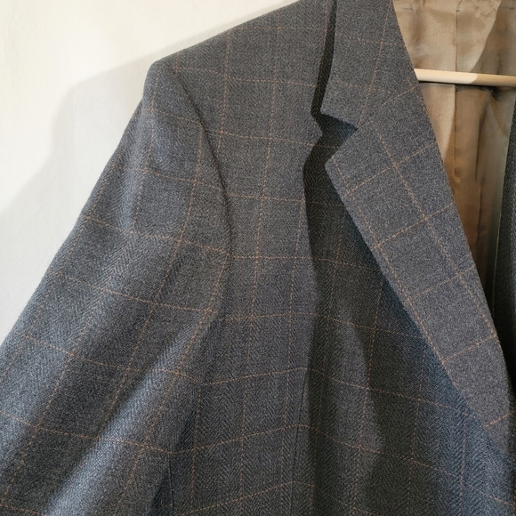 John Weitz Vintage Men's Wool Sport Coat Sz 48R Gray Plaid Three Button Lined - Picture 5 of 12